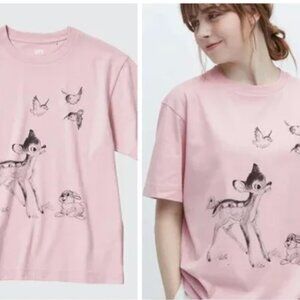 Uniqlo x Disney Bambi Graphic T Shirt | Sketchbook Collection | Pink | Sz Small
